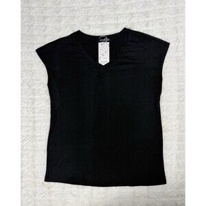 Automet Top Women S Black V Neck Cap Sleeve NWT Clean Girl Minimalist Capsule
